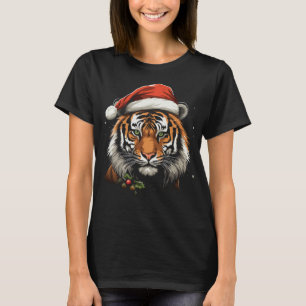 Camiseta Tigre com chapéu de Natal - Papais noeis de Tigre