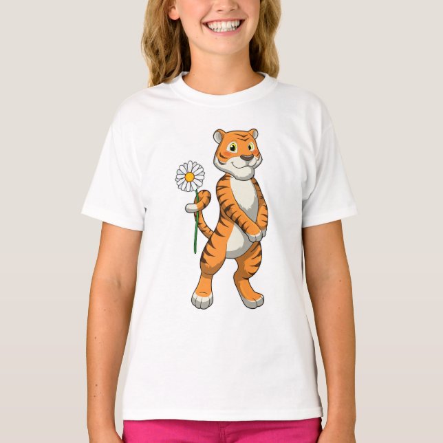 Camiseta Tigre com Daisy Flower (Frente)