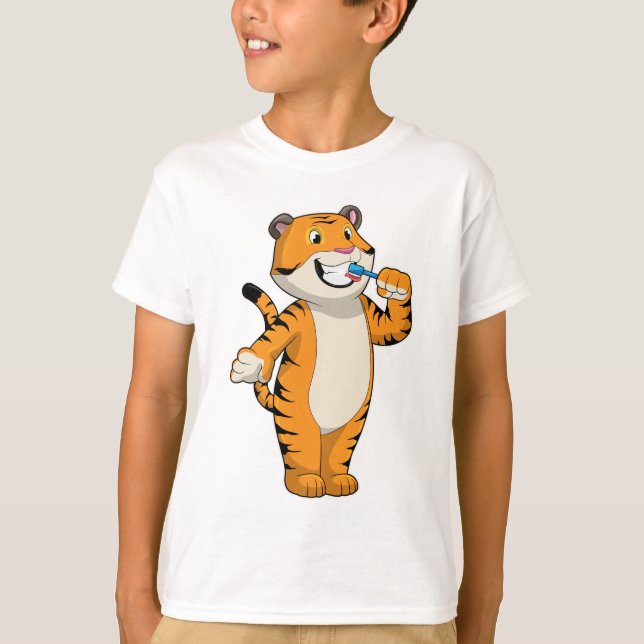 Camiseta Tigre com escova de dentes (Frente)
