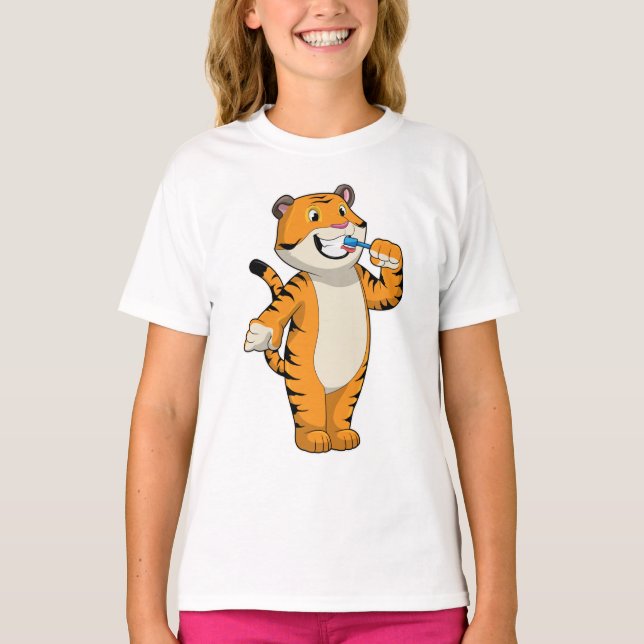 Camiseta Tigre com escova de dentes (Frente)