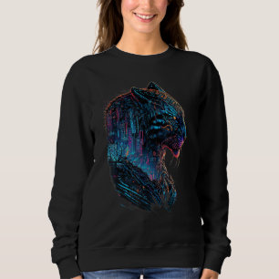 Camiseta tigre com estilo japonês de cidade cyberpunk para 