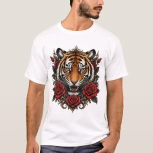 Camiseta tigre com rosas 