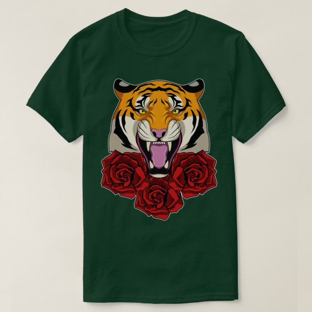 Camiseta Tigre com Rosas (Frente do Design)