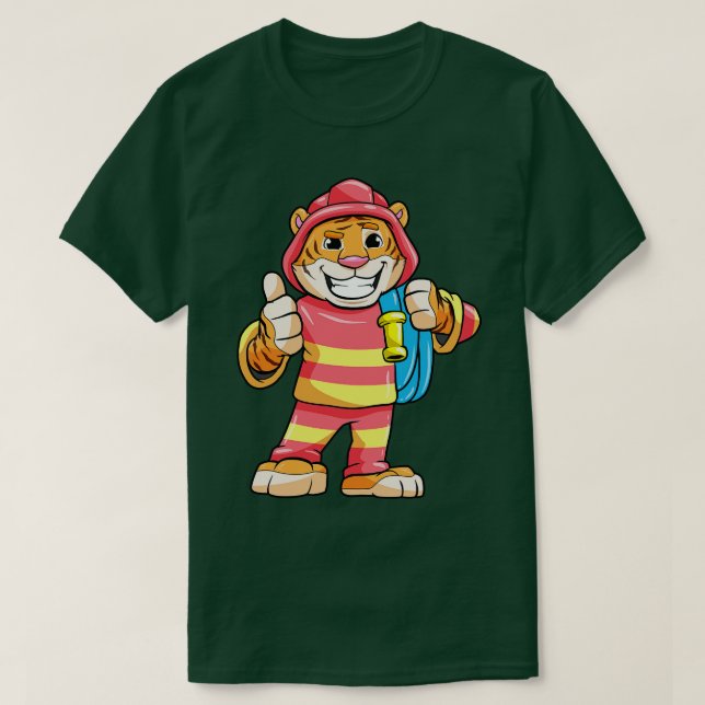 Camiseta Tigre como bombeiro com mangueira (Frente do Design)