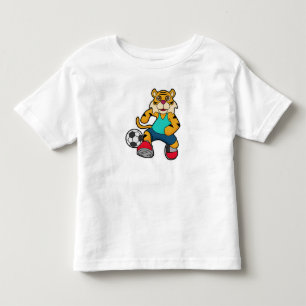 Camiseta Tigre como jogador de futebol com bola de futebol