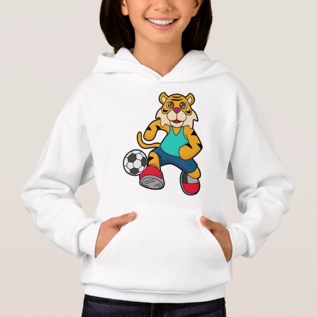 Camiseta Tigre como jogador de futebol com bola de futebol (Frente)