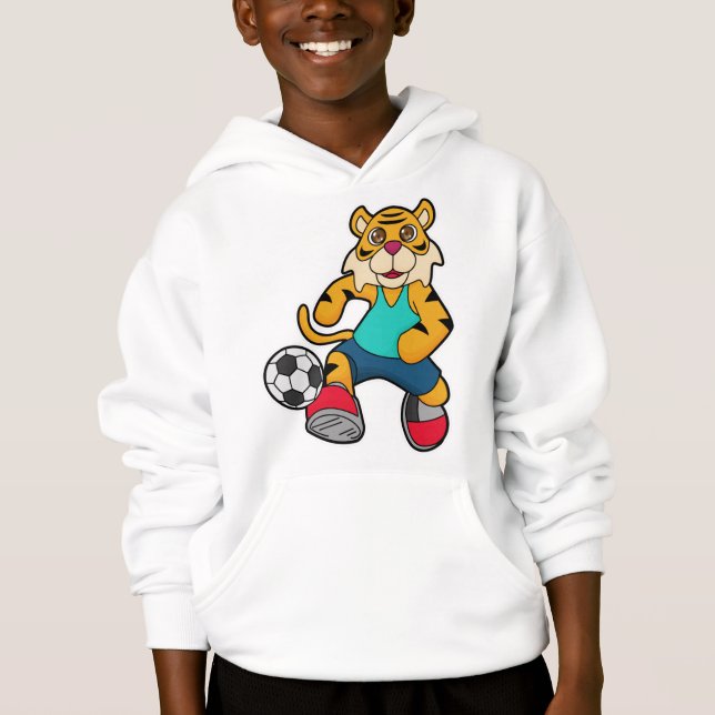 Camiseta Tigre como jogador de futebol com bola de futebol (Frente)