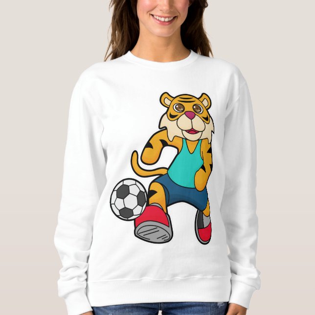 Camiseta Tigre como jogador de futebol com bola de futebol (Frente)