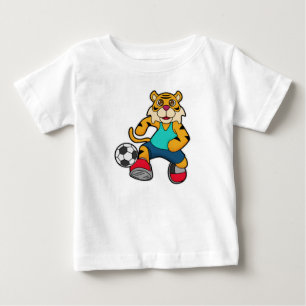 Camiseta Tigre como jogador de futebol com bola de futebol