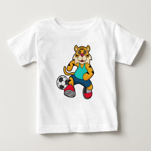 Camiseta Tigre como jogador de futebol com bola de futebol (Frente)
