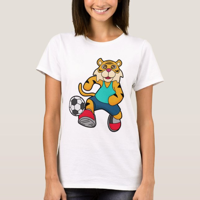 Camiseta Tigre como jogador de futebol com bola de futebol (Frente)