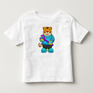 Camiseta Tigre como mecânico com chave inglesa