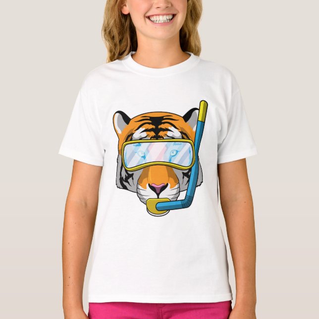 Camiseta Tigre como mergulhador com Snorkel (Frente)