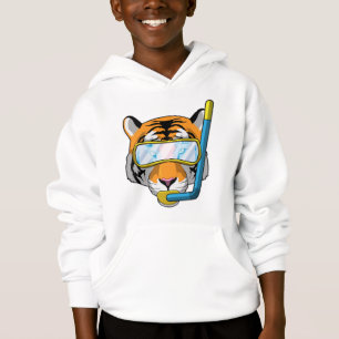 Camiseta Tigre como mergulhador com Snorkel