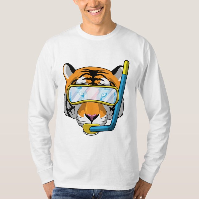 Camiseta Tigre como mergulhador com Snorkel (Frente)