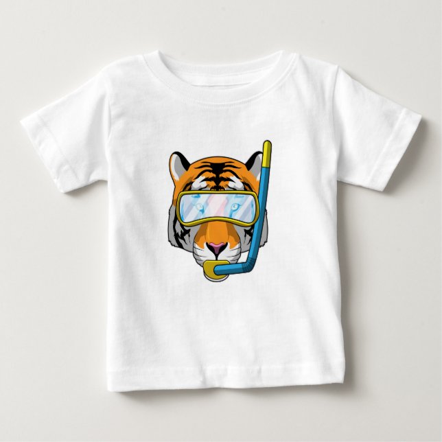 Camiseta Tigre como mergulhador com Snorkel (Frente)
