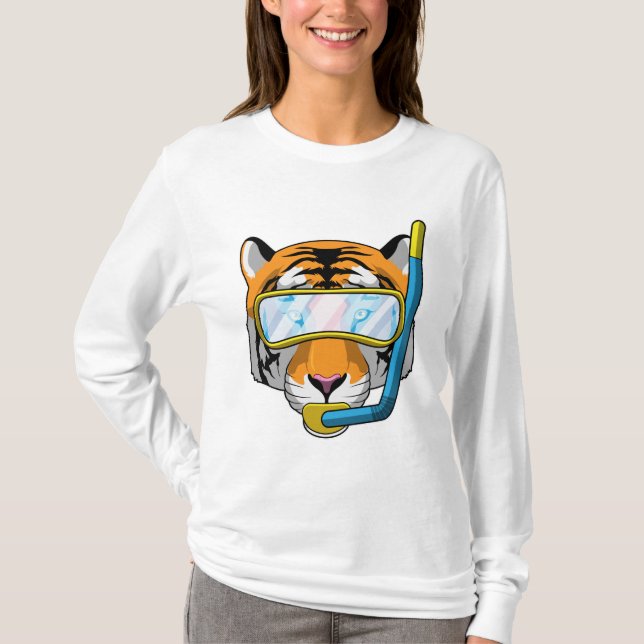 Camiseta Tigre como mergulhador com Snorkel (Frente)