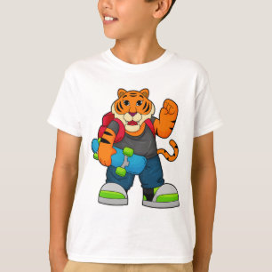 Camiseta Tigre como skater com skate