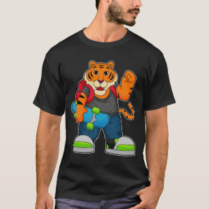 Camiseta Tigre como skater com skate