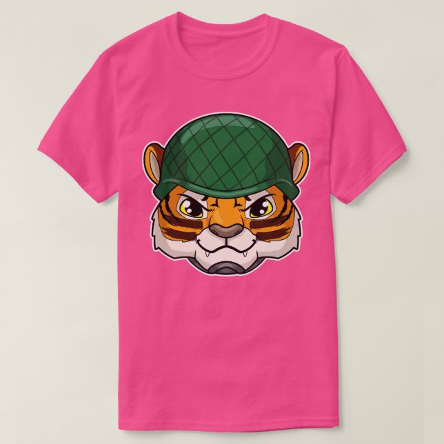 Camiseta Tigre como Soldado com Capacete (Frente do Design)