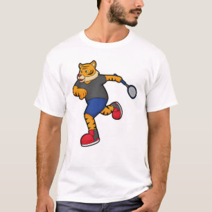 Camiseta Tigre como Tênis com raquete Tênis