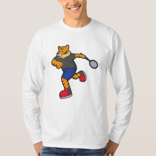 Camiseta Tigre como Tênis com raquete Tênis