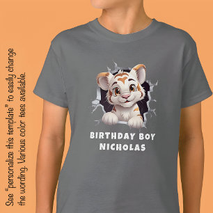 Camiseta Tigre Cubo Divertido Incrível Espiando Fora do Bur