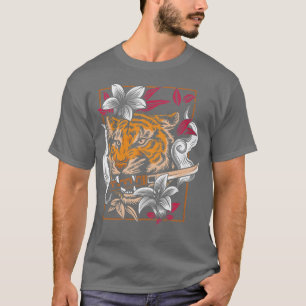 Camiseta Tigre Dançante Arte Asiática Inspirada em Japonês