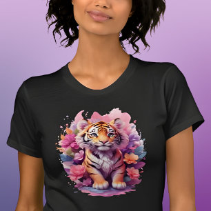 Camiseta Tigre de Bebê em Flores