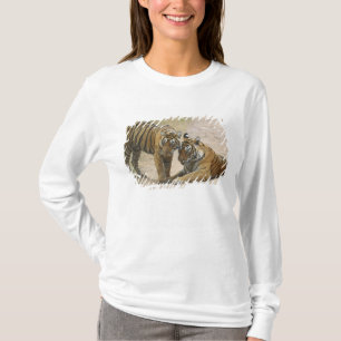 Camiseta Tigre-de-bengala-real e filhote - Tocando à frente