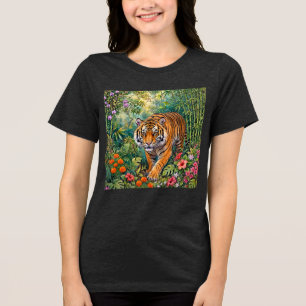 Camiseta Tigre-de-bengala Vibrante Selva de Bambu