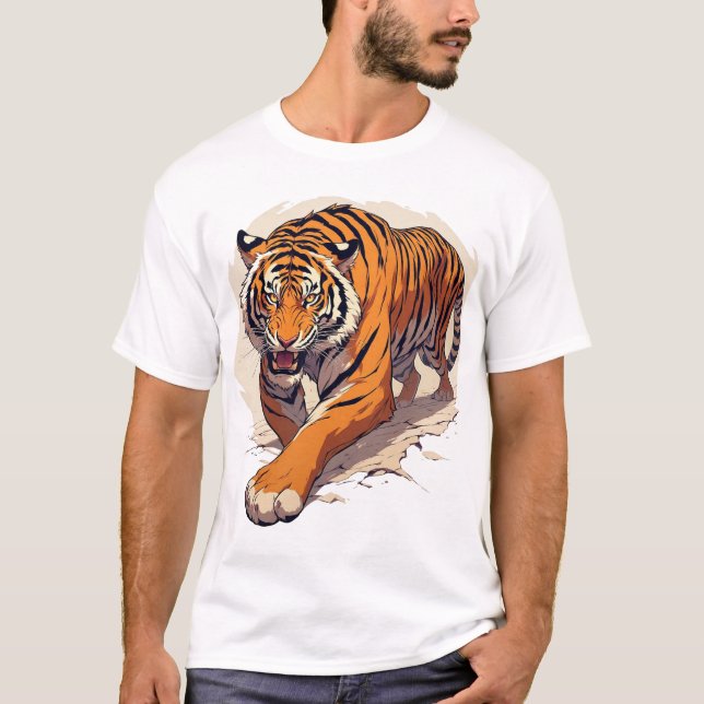 Camiseta Tigre de Carregamento Poderoso (Frente)