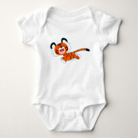 Tigre De Cartoon Bonito Na Corrida De Roupa De Beb