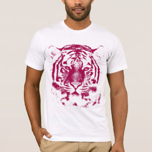 Camiseta Tigre de Face Vermelha e Branca