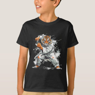 Camiseta Tigre de Kickboxing Aquarela Artes Marciais Karate