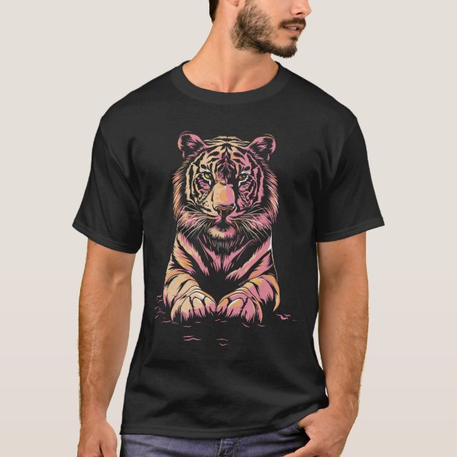 Camiseta Tigre de monocloro rosa (Frente)