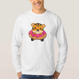 Camiseta Tigre Em Animais De Cuta Rosquinha Para Crianças E