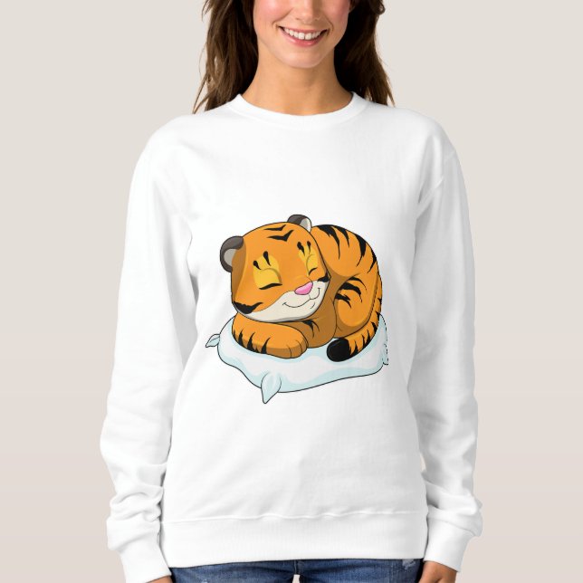 Camiseta Tigre em dormir com o Travesseiro (Frente)