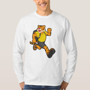 Camiseta Tigre em execução com mochila