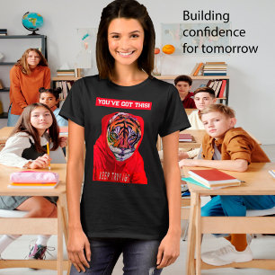 Camiseta Tigre Em Uma Camiseta, Continue Tentando, Professo