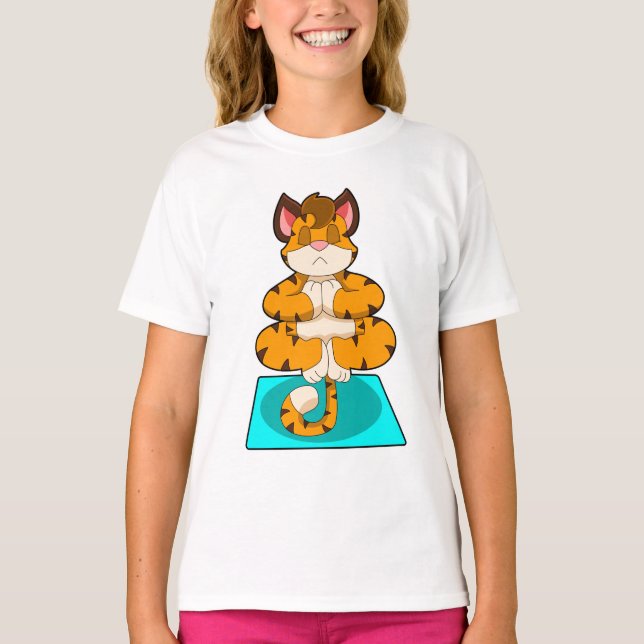 Camiseta Tigre em Yoga no tapete Yoga (Frente)
