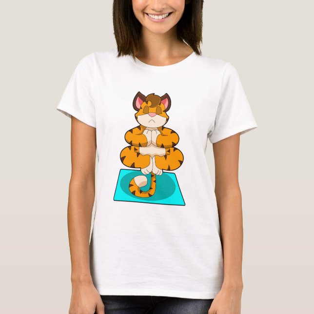 Camiseta Tigre em Yoga no tapete Yoga (Frente)