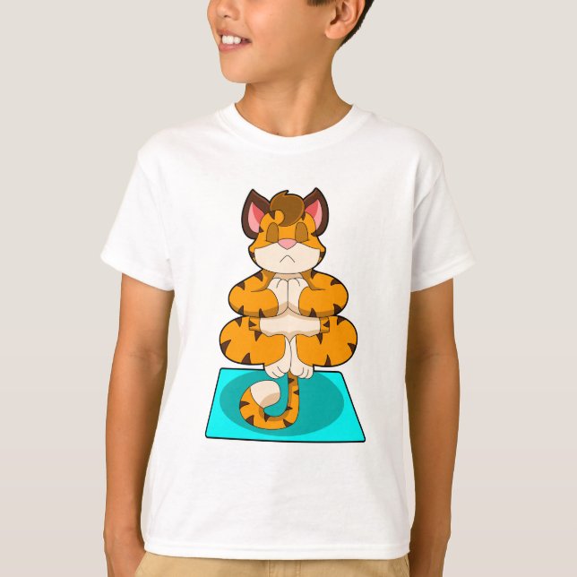 Camiseta Tigre em Yoga no tapete Yoga (Frente)