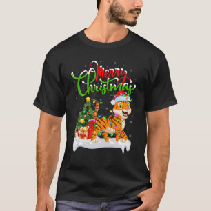 Camiseta Tigre Engraçado Amante de os animais Xmas Lightin
