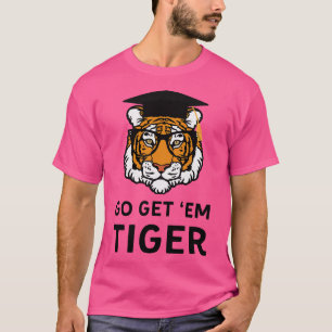 Camiseta Tigre engraçado com óculos e Boné de formatura