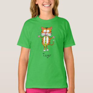 Camiseta Tigre Engraçado de Gravata Cartoon Crianças
