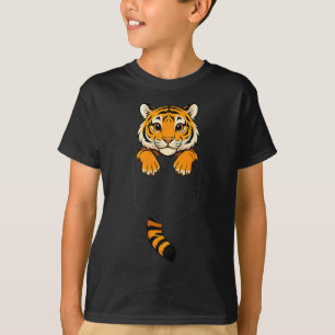 Camiseta Tigre Engraçado Espiando no Bolso Amante de Animai