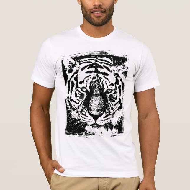 Camiseta Tigre Face Elegante Bella+Canvas Curta Folha (Frente)