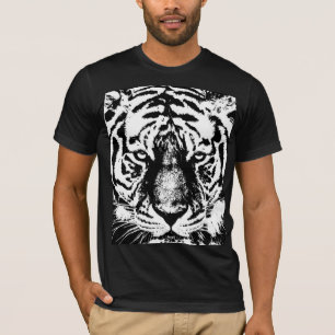 Camiseta Tigre Face Mens Bella Canvas Curto Folga Preto