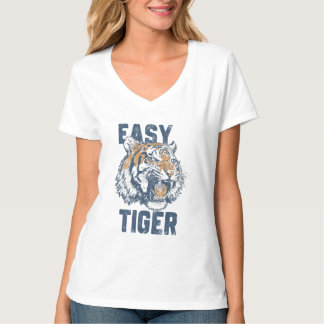 Camiseta Tigre Fácil Ilustração de Animal Selvagem com Dito